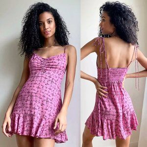 Free People Intimately Caught Up Ditsy Floral Pink Slip Dress